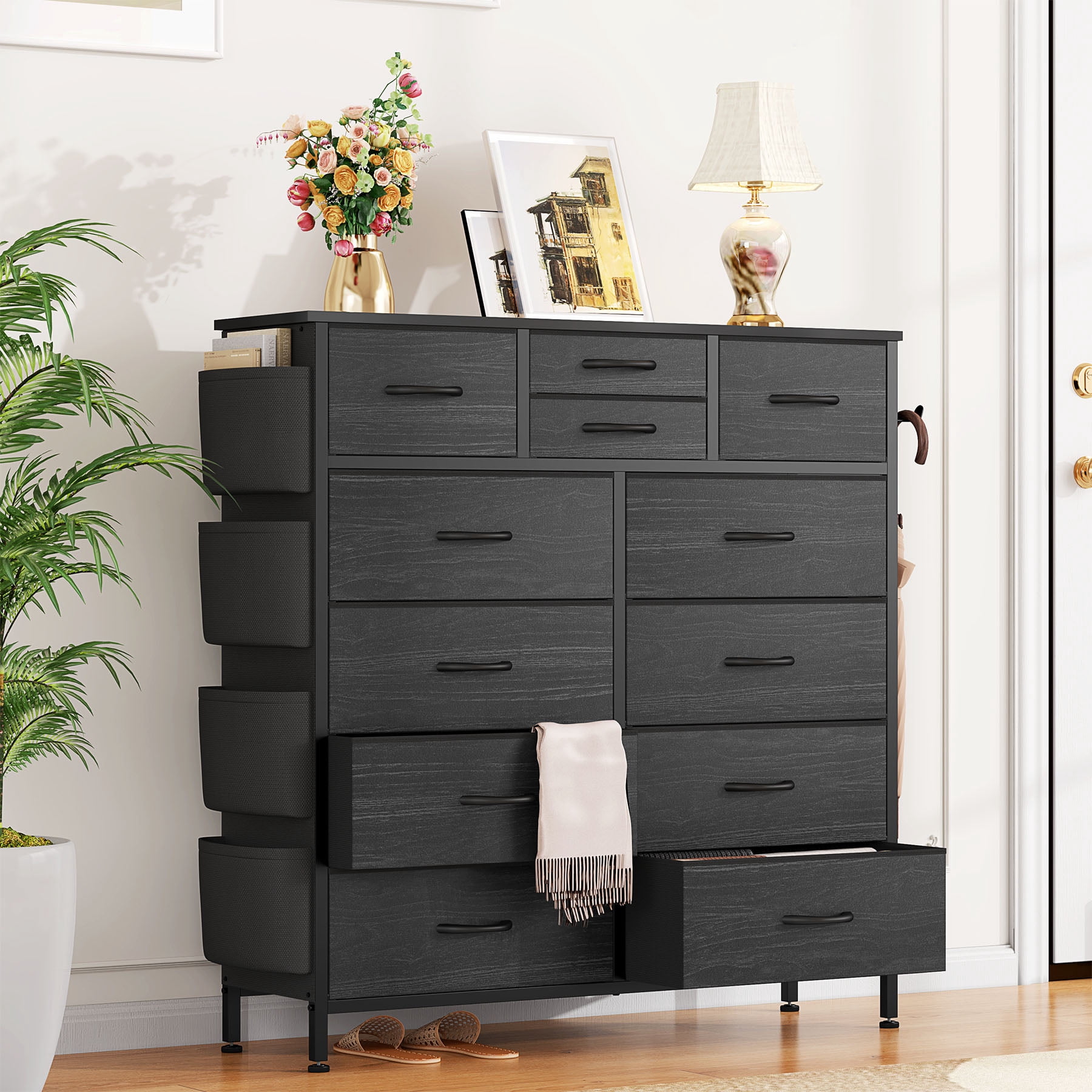 GIKPAL Dressers for Bedroom, 2 Pack Black Dresser with 12 Drawers Fabric Furniture Dresser Storage Units Organizer for Closet Living Room Hallway
