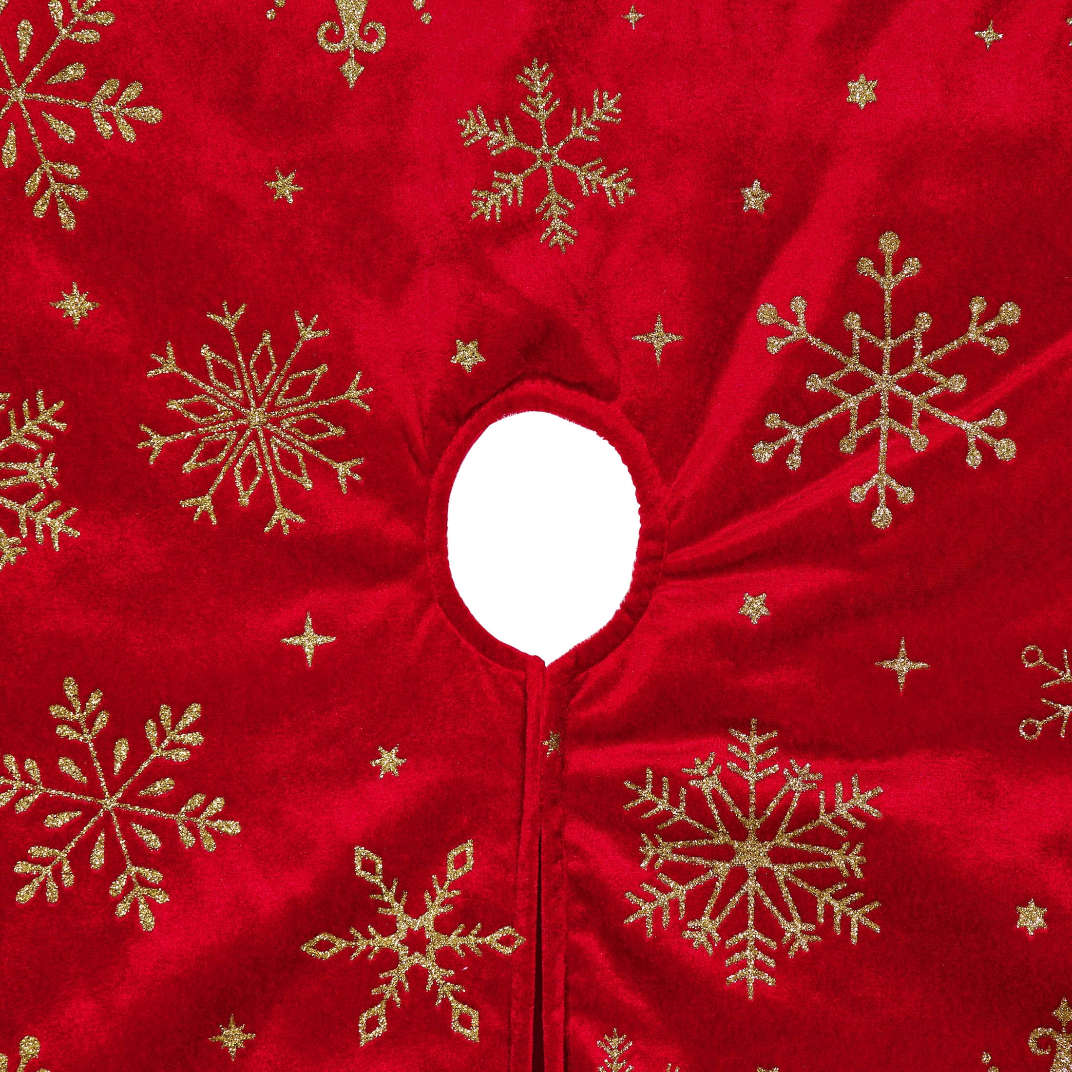 Velvet Glitter Snowflake Christmas Tree Skirt, Burgundy, 48", by Holiday Time