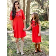 The Pioneer Woman Embroidered Dress with Flutter Sleeves, Women's
