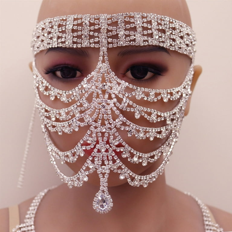 Full Face Masquerade Mask Face Chain Facial Jewelry Accessories