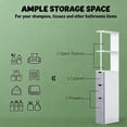 thumbnail image 4 of S-HOME Vertical Design Storage Narrow Wood Bathroom Cabinet with Two Drawers and Open Shelves for Organized Space Saving Storage, White, 4 of 6