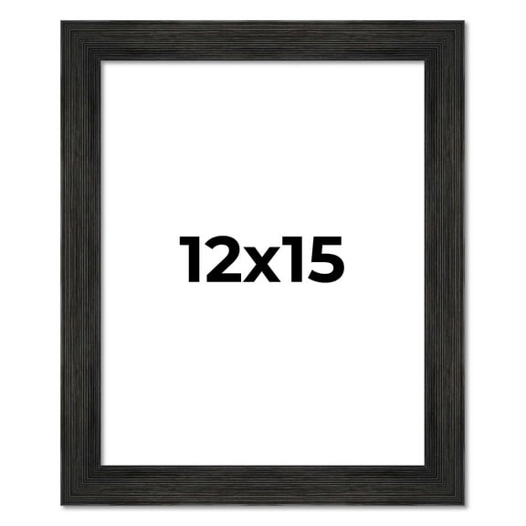 12x15 Distressed/Aged Black Complete Wood Picture Frame with UV Acrylic, Foam Board Backing, & Hardware