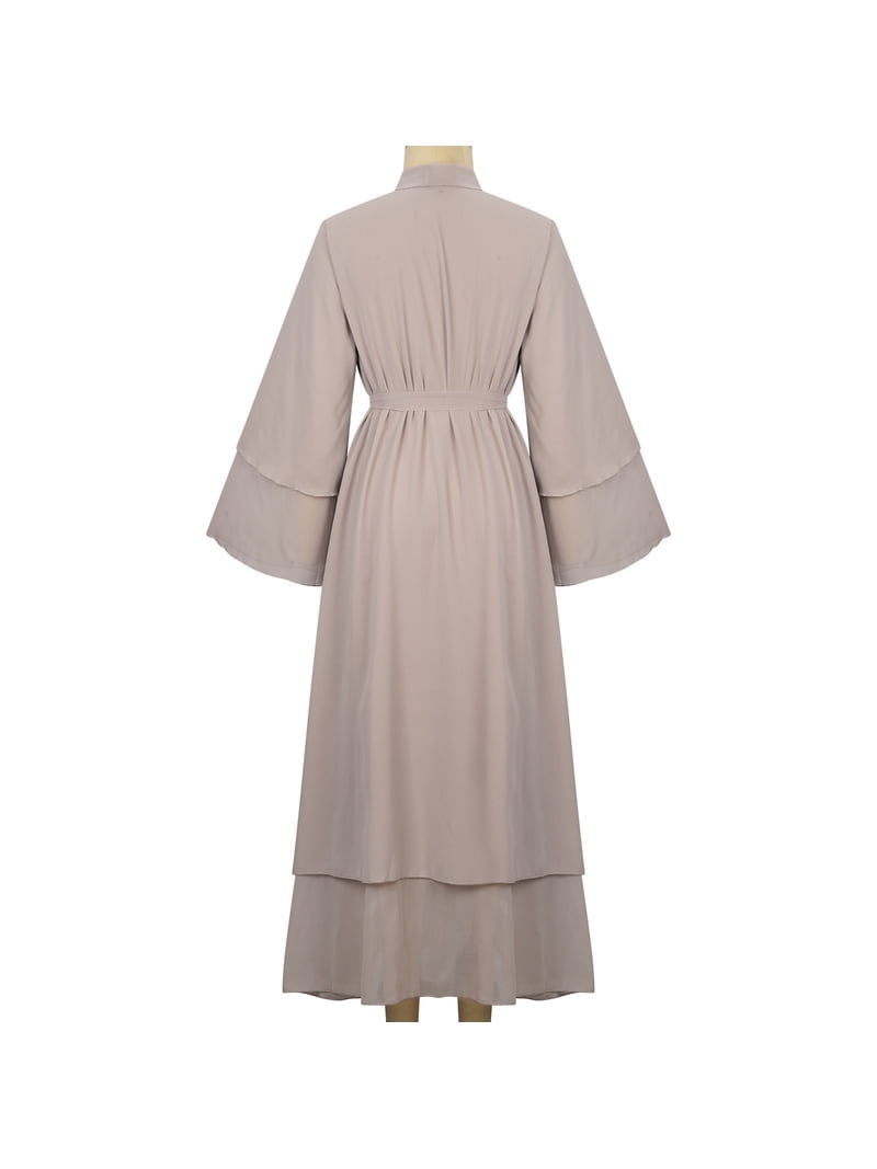 design dress sleeves Modest Long Chiffon Formal with Sheer Indigo Grey / 14 Color:Light-Coral this formal maxi dress June Bridals Simple A Body-fit-pear