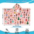 thumbnail image 2 of Pink Christmas Nutcracker Pattern Hooded Bath Towel，60"x35" for Ages 3 To 12 Kids, Quick Dry Lightweight Soft Microfiber Hood Beach Towel Cover Up for Kids, 2 of 7