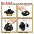 thumbnail image 2 of Sogmeter para desagües de bañera en oro cepillado con recogedor de pelo, 2 of 8