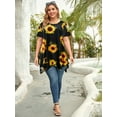 thumbnail image 4 of VEPKUL Womens Plus Size Womens Tunic Tops Crewneck Short Sleeve Shirt Floral Blouses Tunic Tops SunFlower 3X, 4 of 8