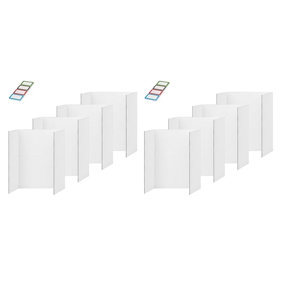 8 Pcs Trifold Poster Board, White Poster Board Comes with Sticky Accessories, Corrugate Presentation Boards M