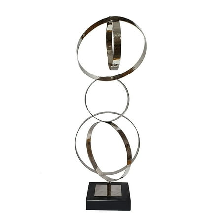 A&B Home Twining?s Ring Statuary with Marble Base - 8.5  x 9.8  x 22.8  - Silver/Black