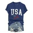 thumbnail image 2 of Bovemsi Women's V Neck American Flag Graphic Tee - Casual 4Th of July Patriotic T-Shirt for Women, Blue, L, 2 of 3