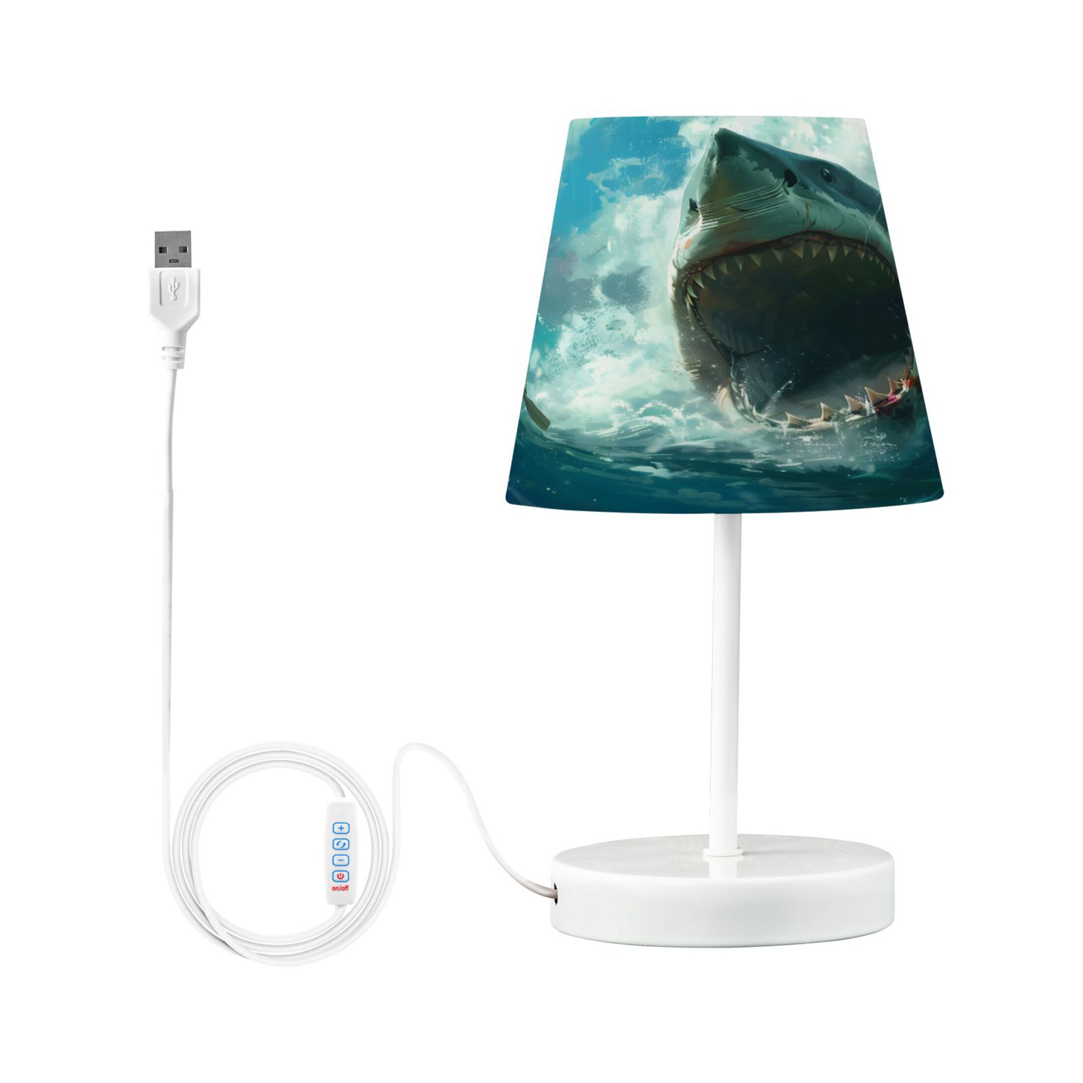 Raft Life with Shark Desk Lamp LED Table Nightstand Lamps with 3 Color Temperatures for Home Bedroom Living Room Decor 8x12
