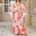 thumbnail image 4 of Women's Plus Size Swimwear Cover Ups Leopard Print Long Sleeve V Neck Beach Dress Lightweight Quick Dry Comfy Bathing Suits, 4 of 7