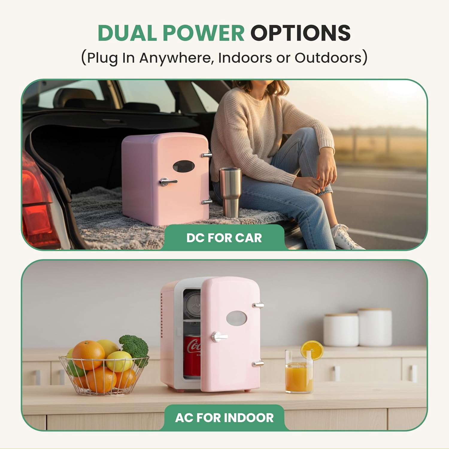 Simple Deluxe Mini Fridge with Observation Window, 6L/9 Can, Portable Warmer & Cooler, Personal Refrigerator, AC/DC, Pink New