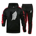 thumbnail image 3 of Sudadera con capucha y estampado de rayas para hombre, ropa deportiva informal para exteriores, gimnasio, chándal deportivo para correr, conjunto cálido para otoño e invierno 2024, 3 of 3