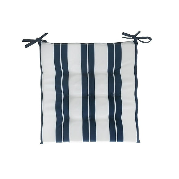 Boston Extérieur Cabana Stripe Tufted Chaid Pad Navy Blue 22 X 22 - Ensemble De 2