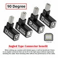 thumbnail image 2 of CY 4pcs/lot USB 2.0 Type-B Male to Female Extension Adapter Horizontal Vertical Angled 90 Degree for Printer Scanner, 2 of 5
