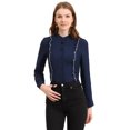 thumbnail image 1 of INSPIRE CHIC Women's Ruffle Trim Button Up Contrast Piping Career Long Sleeve Shirt, 1 of 2