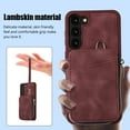 thumbnail image 5 of for Samsung Galaxy S23 Ultra Wallet Case Crossbody Strap, Zipper Phone Case with Card Holder Wrist Strap Purse Cover with Kickstand Compatible with Samsung Galaxy S23 Ultra 6.8 inch - Winered, 5 of 7