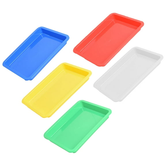 Nicehomfit 5Pcs Plastic Tray Assorted Colors Multi Purpose Tray for Home Serving and Storage
