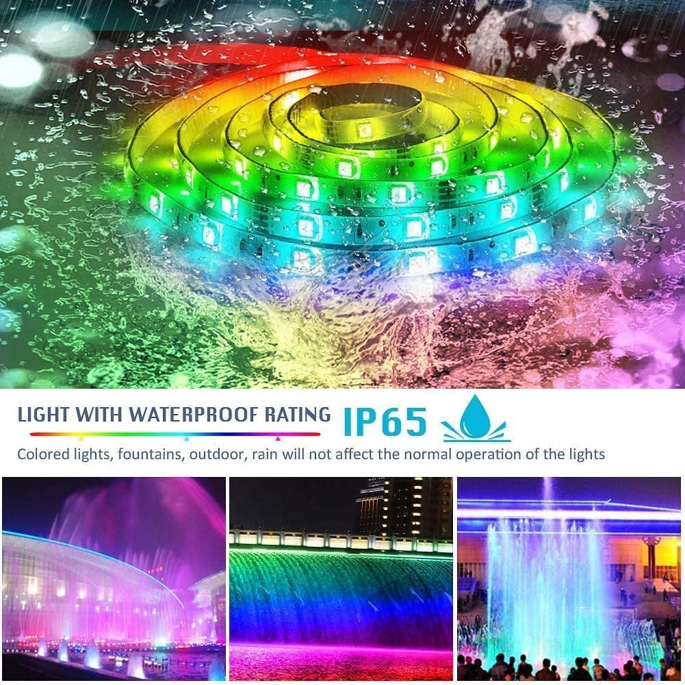 LED Strip Lights,15ft Waterproof Led Lights SMD3528 RGB Color Changing Rope Lights with 44 Key Remote Controller Apply for TV,Bedroom,Party and Home Decoration