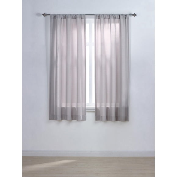 Mainstays Tille 63" Solid Rod Pocket Window Curtains Panel