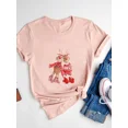 thumbnail image 2 of Camiseta con estampado de dibujos animados para mujer, ropa de manga corta de Navidad, moda de Año Nuevo, camisetas gráficas básicas, 2 of 5
