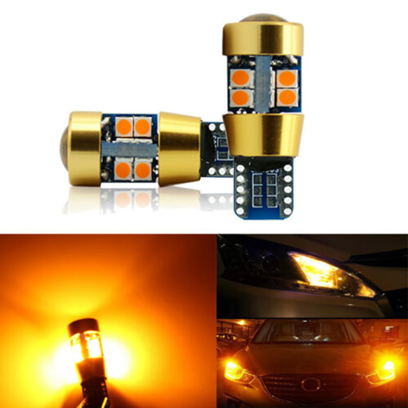 4 Pack T10 501 W5W Car LED Bulbs,3030 SMD 8 LED With Canbus Universal Car LED Interior Lights Parking Light Reserve Light Side Light License Plate Light 12-24V-Amber