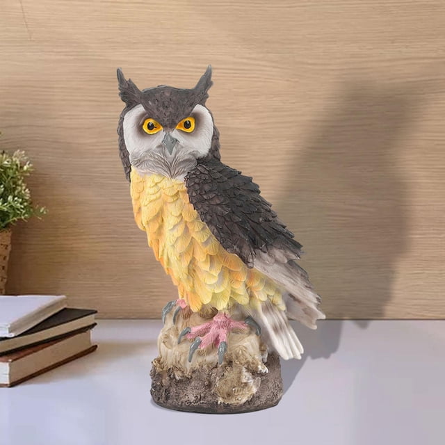 Estatua de búho de resina Macarena Cabeza negra figura coleccionable decoración de escritorio