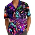 thumbnail image 5 of Retro Neon Bigfoot Bowling Hawaiian Shirts For Men Cat Neon Short Sleeve Button Down Shirt Men TO1, 5 of 7