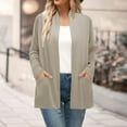 thumbnail image 2 of Ediodpoh Long Cardigan for Women Fall Open Front Cardigan with Pockets Casual Duster Lightweight Knit Sweater Khaki L, 2 of 4