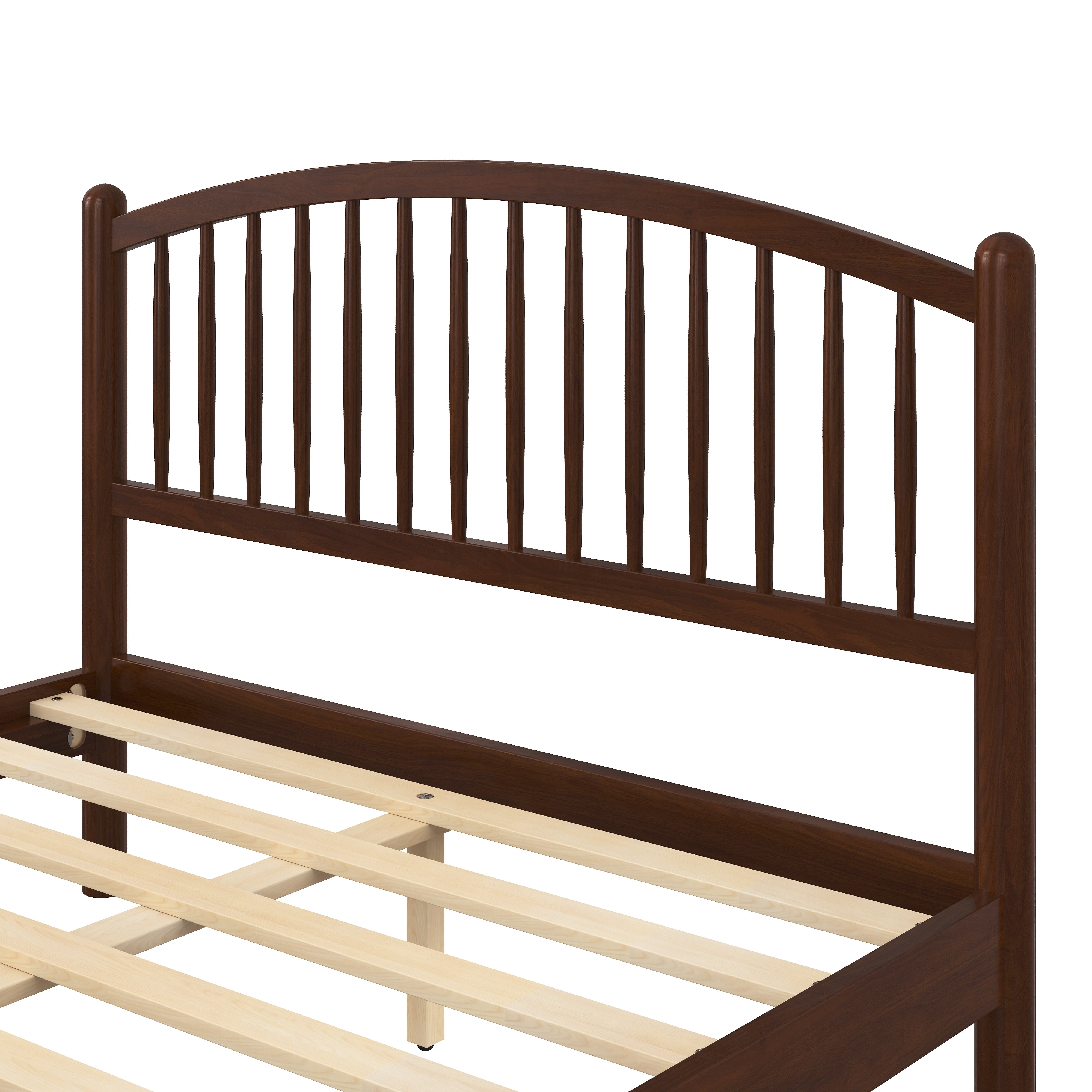 Euroco Queen Size Wood Platform Bed with Arched Headboard, No Box Spring Needed, Espresso