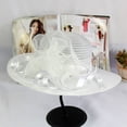 thumbnail image 3 of Organza Church Fascinator Wedding Tea Party Derby Hats for Women Flower Wide Brim Sun Hat, 3 of 3