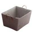thumbnail image 1 of Billuyoard Cesta de almacenamiento con asa Rectangular Papelera de tela Organizador de artículos diversos Caja tejida Dormitorio Sala de estar Almacenamiento y organización del hogar Marrón 45x35x25cm, 1 of 6