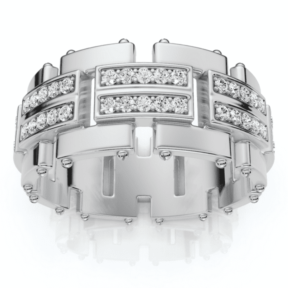 Pompeii 3/4Ct Men's Round Cut Diamond 10MM Wide Ring Wedding Band 10k Gold Lab Grown