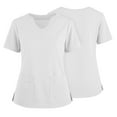 thumbnail image 2 of Scrub Tee for Women - Button Detail & Side Slit Top, Streetwear-Inspired for Work, Lounging & Casual Outfits | Scrub Tops Women White 4XL, 2 of 5