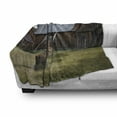 thumbnail image 3 of United States Soft Flannel Fleece Throw Blanket, California Old Barn of a Country House American Rural View, Cozy Plush for Indoor and Outdoor Use, 70" x 90", Olive Green Purple Grey, by Ambesonne, 3 of 6
