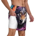 thumbnail image 2 of Balery Colorful Wolf Head A Mens Swim Trunks Swim Shorts for Men Quick Dry Inseam Beach Shorts with Compression Liner Pocket-XX-Large, 2 of 9