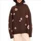 thumbnail image 1 of Suéter de Mujer de Punto Grueso de Larga con Estampado Floral, Moda Otoño-Invierno 2025. Marrón Talla Única, 1 of 8