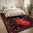 thumbnail image 3 of ODIKA 8'x10' Washable Area Rug Non-Slip Chair-Friendly Mat Guitar Music Rock Notes Treble Clef Border Record Vinyl Themed for Dining Room, Large Office, Lounge, 3 of 7