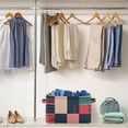 thumbnail image 5 of Yayeee 2 Pack Canvas Storage Basket with Handles for Shelves Fabric Bins Closet Organizer, Red Teal Plaid, 5 of 8