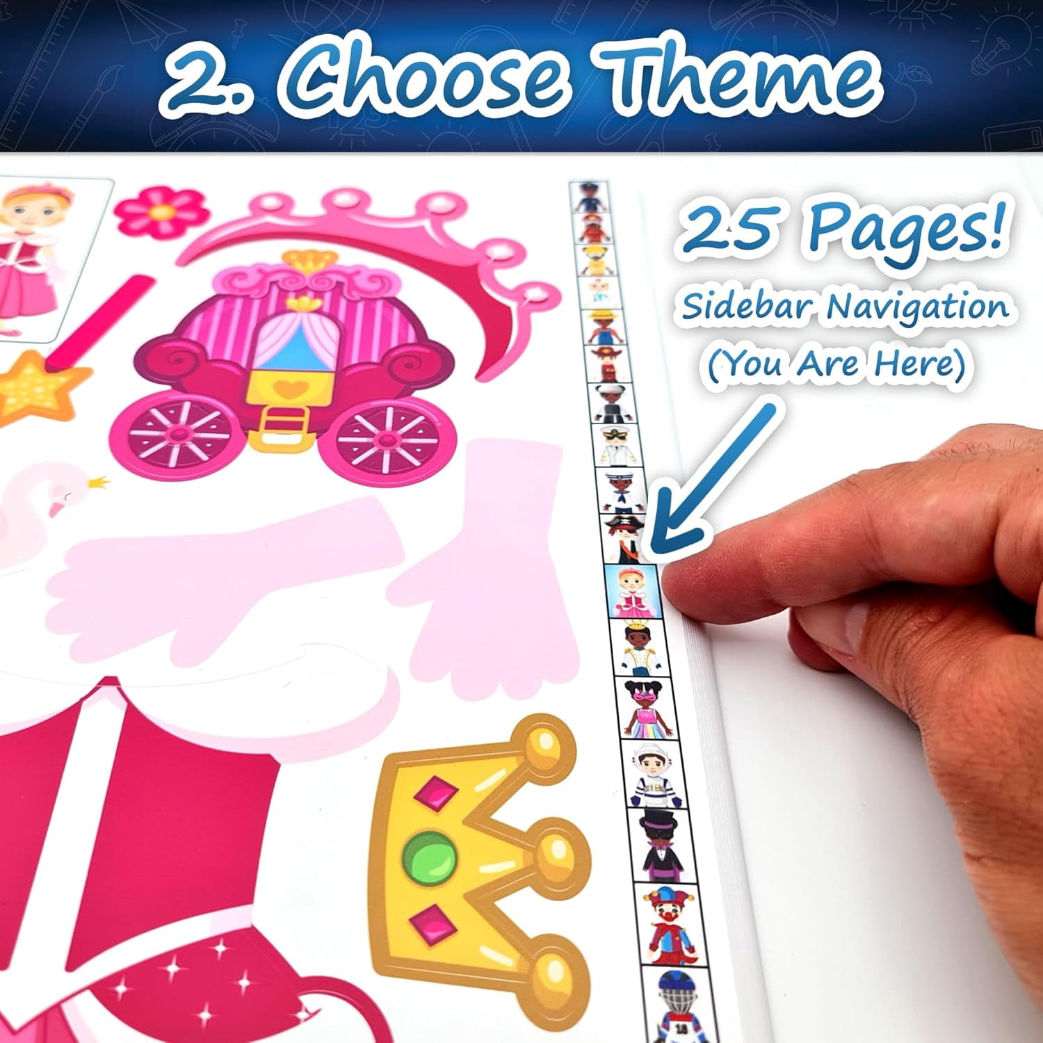 HMMAGNETS Sticker Book Set, Dress-Up Dolls Sticker Pack w/ 370 Reusable Stickers for Kids, 25 Themes