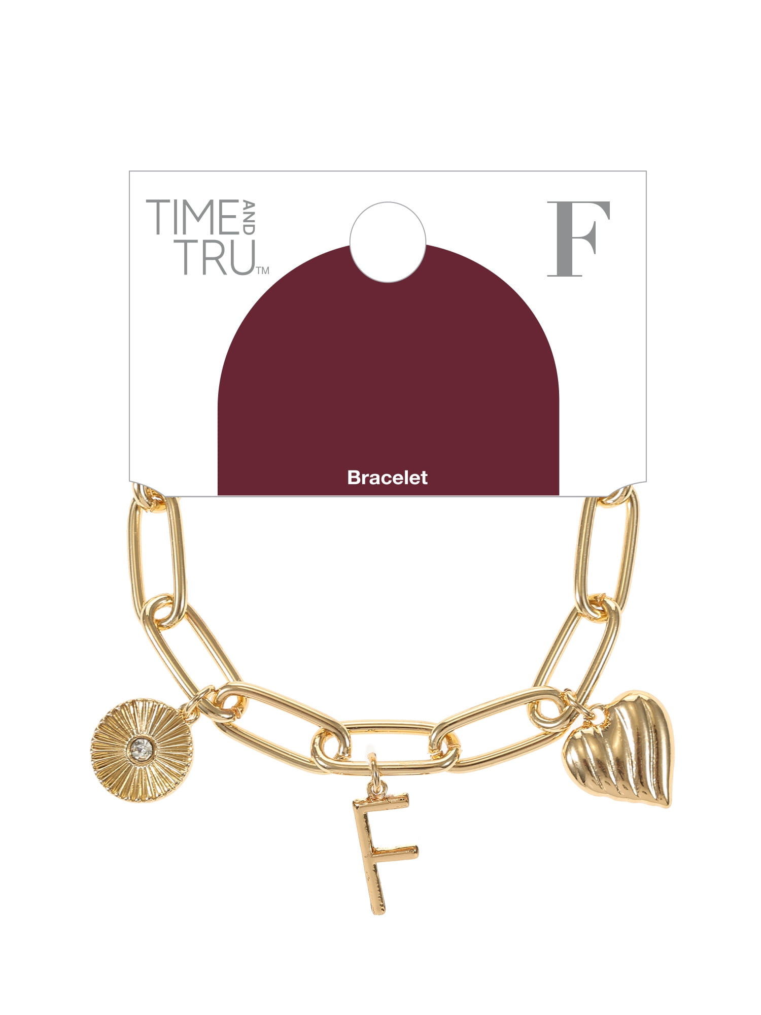 Time and Tru Goldtone Initial Charm Bracelet, Initial F