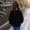 thumbnail image 3 of Lanbubble Girls Fuzzy Hoodie Fleece Sweaters Button Pullover Sherpa Jacket Tops for Kids 6-13Y, 3 of 8