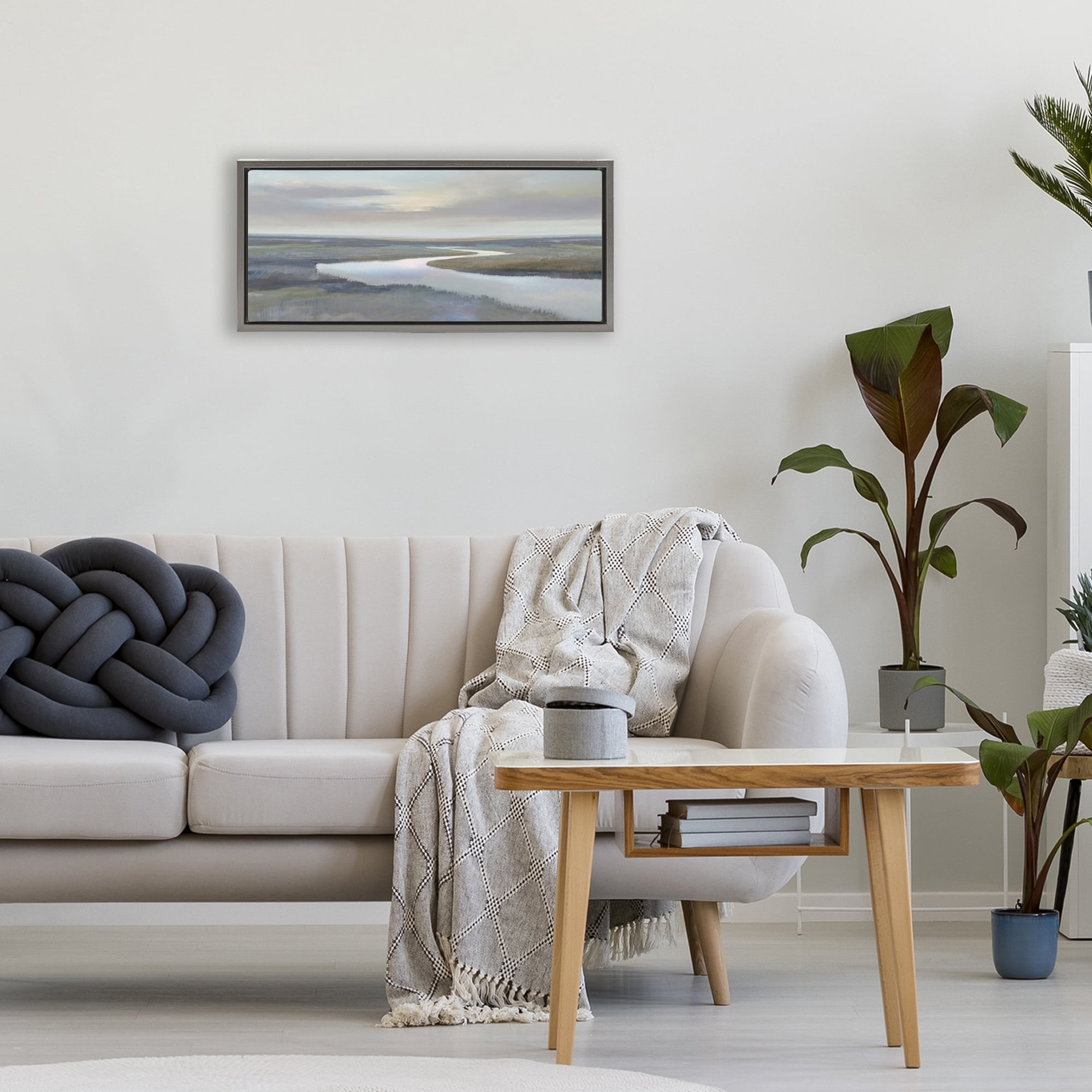 Stupell Industries Foggy Riverbend Atmosphere Gray Framed Floater Canvas Wall Art, design by Christy McKee
