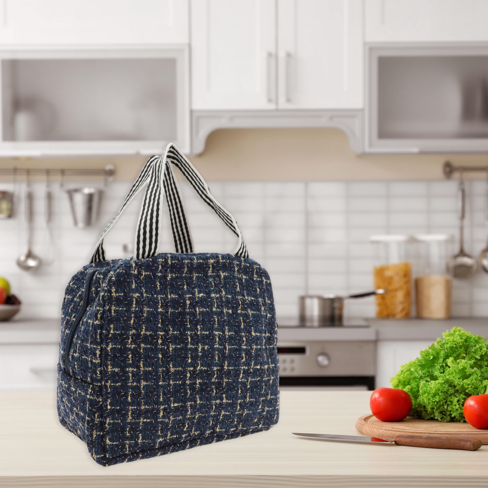 Unique Bargains Thermal Lunch Bag for Work 9.06"x5.51"x7.87" 1 Pc Navy