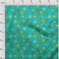 thumbnail image 2 of oneOone Georgette Viscose Turquoise Blue Fabric Lemon Vegetable Sewing Material Print Fabric By The Yard 42 Inch Wide, 2 of 4