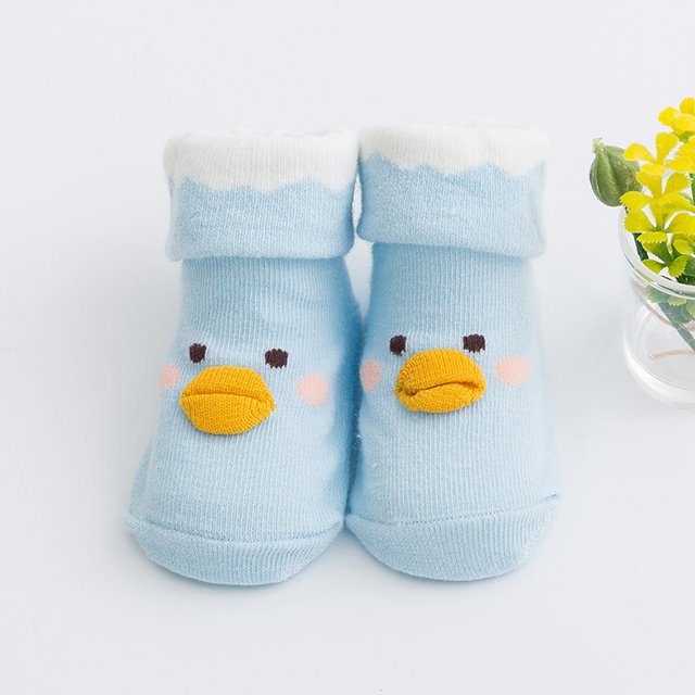 Spring And Autumn Korean Boys And Girls Baby Cartoon Printed Toddler Socks Cute Ducklings Mouth Decorated Baby Toddler Socks L S (0-9M)