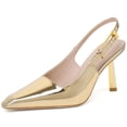 thumbnail image 2 of Zapatos Slingback con tacón RIBONGZ Gold para mujer Stiletto 9 cm, 2 of 9