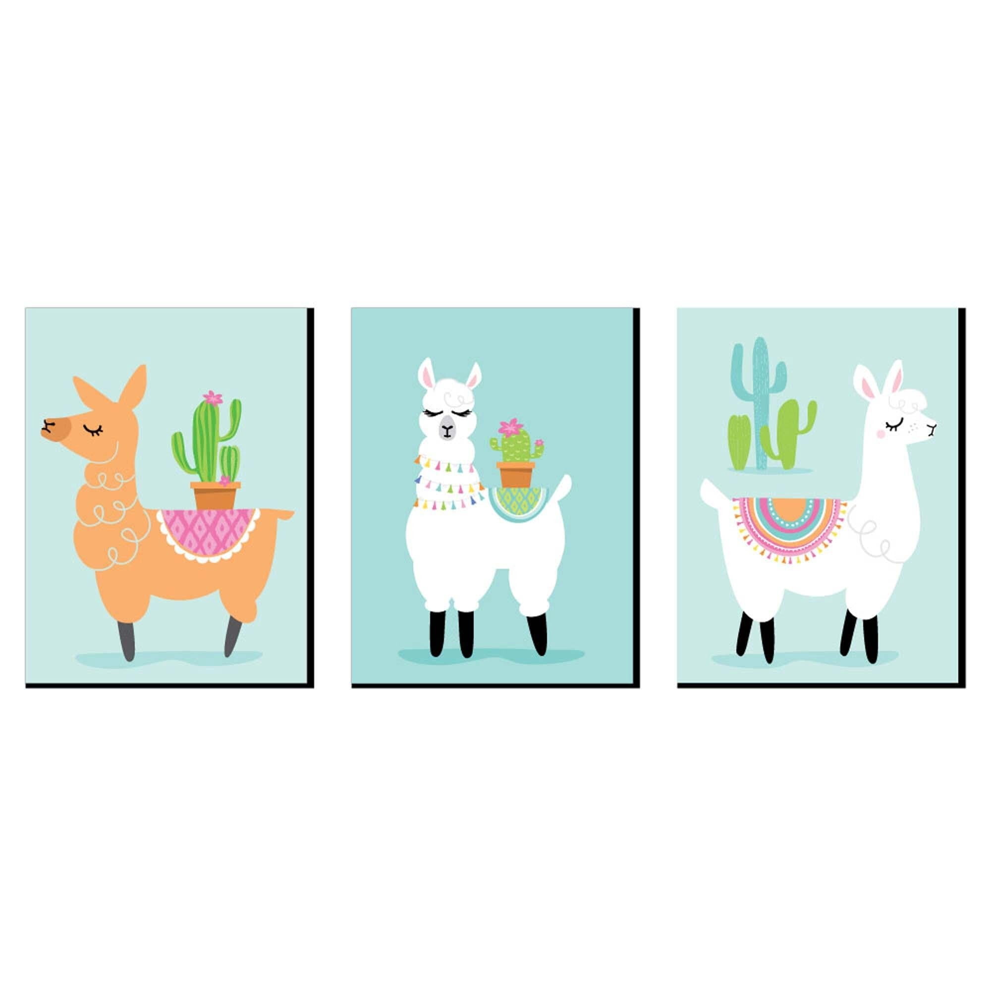Big Dot of Happiness Whole Llama Fun - Nursery Wall Art, Kids Room Decor and Llama Fiesta Home Decor - Gift Ideas - 7.5 x 10 inches - Set of 3 Prints