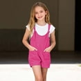 thumbnail image 3 of Hot Pink Boy Girl Casual Bib Pants Shortalls for Girl Summer Fall Faux Gauze Linen Kawaii Overall Straight Leg Plain Jumpsuits Shortalls Shorts One Piece Girl 2026 11 Year, 3 of 8