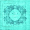 thumbnail image 1 of Ahgly Company Machine Washable Indoor Square Medallion Turquoise Blue Traditional Area Rugs, 3' Square, 1 of 4